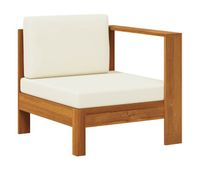 vidaxl sofa central con 1 reposabrazos madera de acacia blanca crema