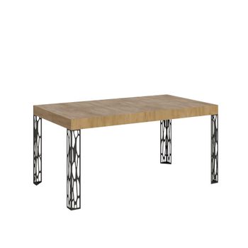 Mesa extensible 80x160/244 cm efecto madera roble natural, hierro