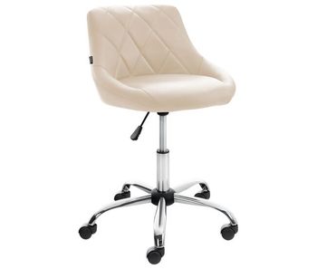 Taburete de trabajo lazio con ruedas simil cuero crema 49x47x71 cm
