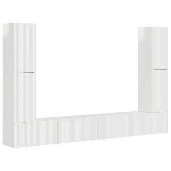 Conjunto De Mueble De Tv 8 Uds. Brillante Madera De Ingeniería Vidaxl