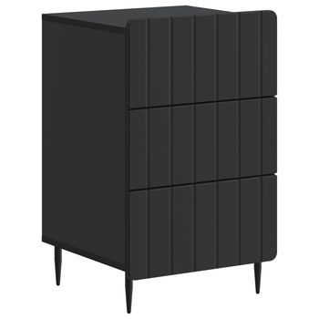 Mesita De Noche - Mueble Para Dormitorio - Madera De Ingeniería - Negro (43x41x68cm)