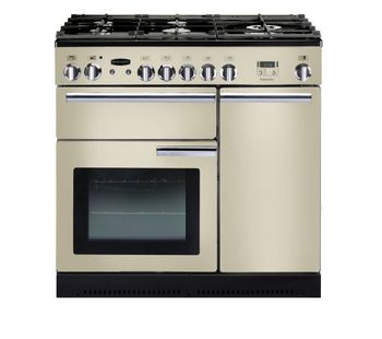 RANGEMASTER Professional 90 Dual Fuel Range Cooker - Cream & Chrome, Cream