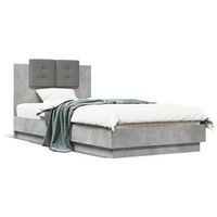 cama para adulto  cama individual  cama con cabecero madera de ingenieria gris hormigon 75x190 cm