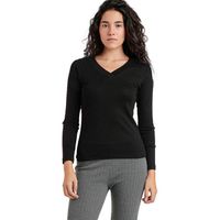 admas blusa pico top de manga larga y cuello en v para mujer