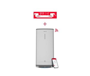 Termo eléctrico inteligente, ariston, velis tech dry 100l + sorpote de pared instafix, vertical u horizontal, clase energetica b