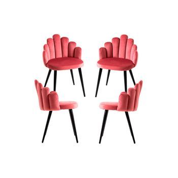 Pack 4 Sillas Hand Patas Negras Terciopelo De Terciopelo 77*48*42 Cm - Rosa
