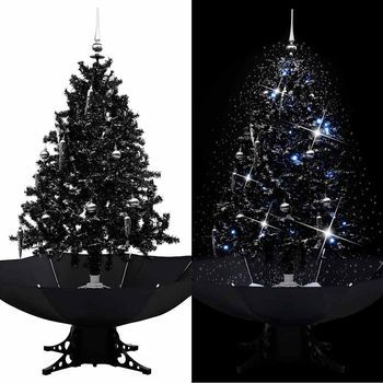 Árbol De Navidad | Decoraciones De Navidad Con Nieve Y Base De Paraguas Pvc Negro 140cm Cfw959877