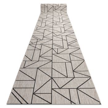 Alfombra De Pasillo Sizal Floorlux Modelo 20605 Triángulos, Geométri 120x540 Cm