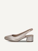 caprice sling pumps brown made of leather with trapeze heel size 38