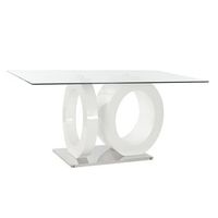 mesa comedor cristal mdf 160x90x75 blanco
