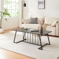 mesa de centro nospoo acero 120x60x46 cm - efecto marmol negro encasa