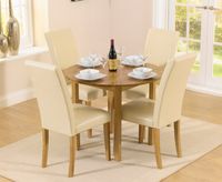 oxford 90cm solid oak drop leaf extending dining table with albany cream chairs - cream 2 chairs