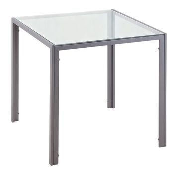 HOMCOM Mesa de Comedor Cuadrada de Cristal con Patas de Metal para 4 Personas 75x75x75 cm Gris   Aosom España