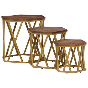 Mesas De Centro Marrón 55 X 55 X 50 Cm Madera De Mango Maciza Vidaxl