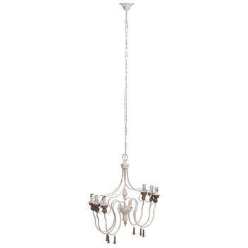 Lámpara De Techo De Madera Y Metal Envejecido Blanco 68x60x64h Cm