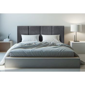 Cabecero Cama Granada Tapizado Tejido Antimanchas 90x70 Cm Gris Marengo