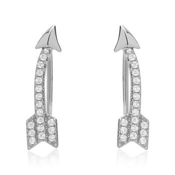 Joyas para oreja diseño flecha circonita plata 925