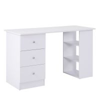 homcom escritorio de ordenador multimedia con multiples almacenamientos - 3 cajones 2 estantes 120x49x72 cm blanco   aosom espana