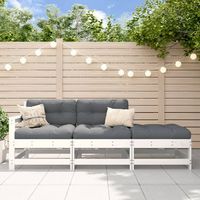 conjunto de sofas de jardin 3 uds  mueble jardin mesa y sillas y cojines madera maciza blanco cfw783511