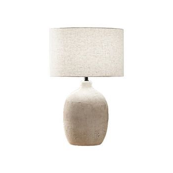 Lámpara De Mesa De Cerámica Perenz, Color Beige Con Pantalla De Tela, Diámetro 35 Cm Alto 55 Cm Bombilla 1xe27 Máx. 60w No Incluido