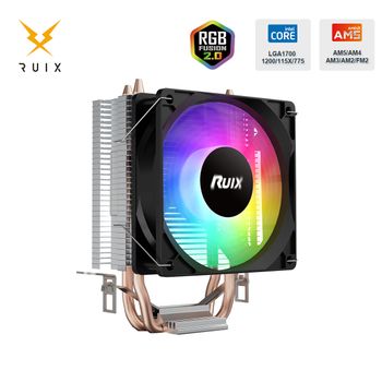 Ruix X2000 Air CPU Cooler 2 heatpipes refrigeración del radiador RainbowRGB Ventilador de 3 pines Ventilador silencioso para Intel 115X 1200 1700 AM4 AM5 AMD