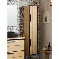 columna de bano anais 2 puertas 140x30x25 roble y negro t-bath