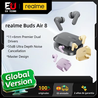 version global auriculares realme buds air 8 cancelacion de ruido ultraprofunda de 55 db controladores duales premier de 11  6 mm diseno master resistencia al polvo y al agua ip55 hasta 58 horas de