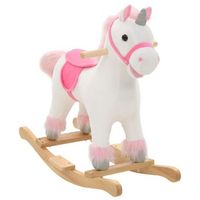 unicornio balancin de peluche blanco y rosa 65x32x58 cm vidaxl