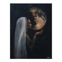 cuadro mujer y luna flor alu dibond 30x40