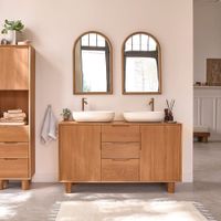 mueble de lavabo de teca maciza 140 cm