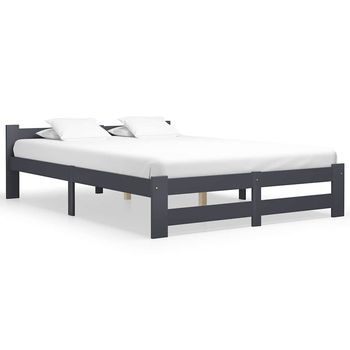 Estructura Cama Sin Colchón Madera Pino Gris Oscuro 160x200 Cm Vidaxl