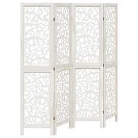 biombo separador de 4 paneles madera maciza paulownia blanco vidaxl