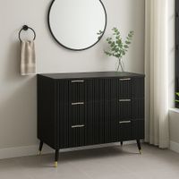 mueble de bano negro con cajones ranurados
