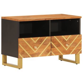 Mueble Tv | Mueble De Salón | Armario Tv Madera De Mango Marrón Negro 70x33,5x46 Cm