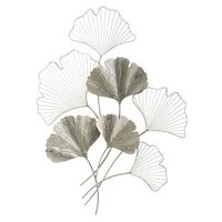 panel decorativo 3d de metal plateado con hojas cm 62x4x86