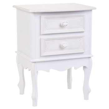Mesita De Madera De 2 Cajones Blanco 42x34x57h Cm