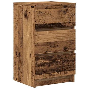 Mesilla De Noche | Mesita De Noche Con 3 Cajones Madera Vieja 39x35x65 Cm