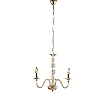 Lámpara De Araña Franz En Dorado Con Cristal Transparente Y Pedrería 3 Luces 110 Ø43 Bl275-3-or