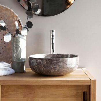 Lavabo redondo de mármol gris claro   33 cm