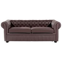 sofa chesterfield 3 plazas de piel marron con respaldo capitone sala de estar vintage y glamour chesterfield