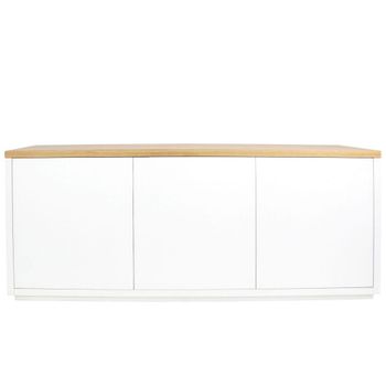 Aparador de MDF blanco y chapa de roble 175 cm