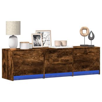 Mueble De Tv | Mueble De Salón | Gabinete De Tv Con Led Con Cajón Roble Ahumado 140 X 34 X 40 Cm