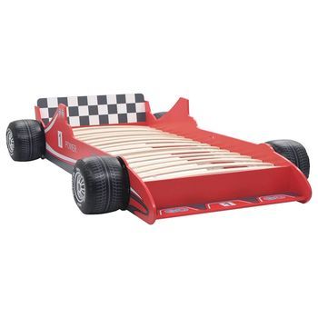Cama Individual | Cama Con Forma De Coche De Carreras Para Niños 90x200 Cm Roja