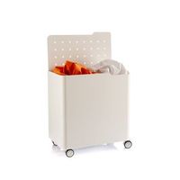 cesto de ropa con ruedas lucca r 60l 2 compartimentos cierre suave estructura metalica blanca