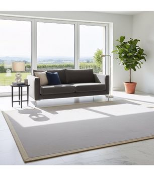 Craster 512 - Alfombra lisa de lana en Outlet - Borde Cenefa Yute Natural