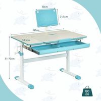 juego de escritorio infantil de altura regulable con tablero inclinable y soporte para libros mesa azul