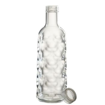 Botella de plástico transparente con relieve, 9,8 x 9,8 x 29,7 cm