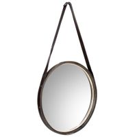 espejo de madera y cuerda de polipiel  marron d41x25h cm