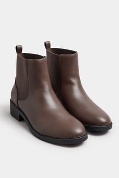 Botines Chelsea Anchos Marrones Con Laterales Elásticos