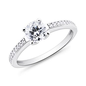 9 quilates anillo de compromiso de oro blanco con circonita